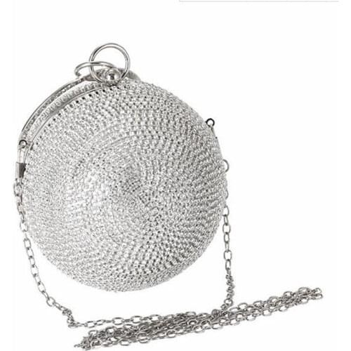 2020 quality round shaped diamond wedding clutch wallets banquet purse with chain party dinner bags for girls mn1514