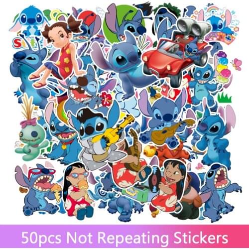 50Pcs/Set Disney Character Stickers Cute Cartoon Sticker Skateboard Motorcycle Luggage Laptop Sticker Stitch Stickers Toys Gift