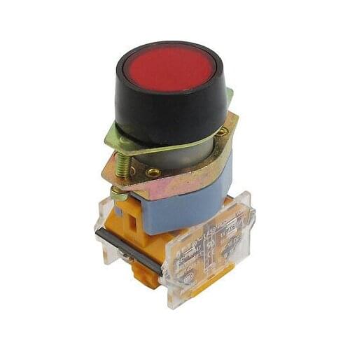 AC 660V 10A Self Locking Red Flat Button 4 Terminal Pushbutton Switch