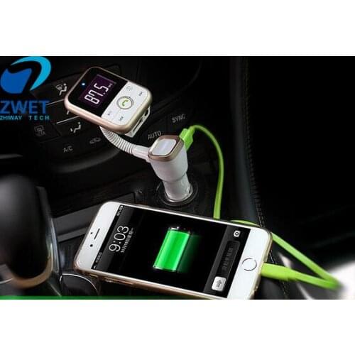 ZWET Car Charge and MP3 CarCar MP3 card player double USB cigarette hole charger bluetooth hands-free calls/Black/white/Golden