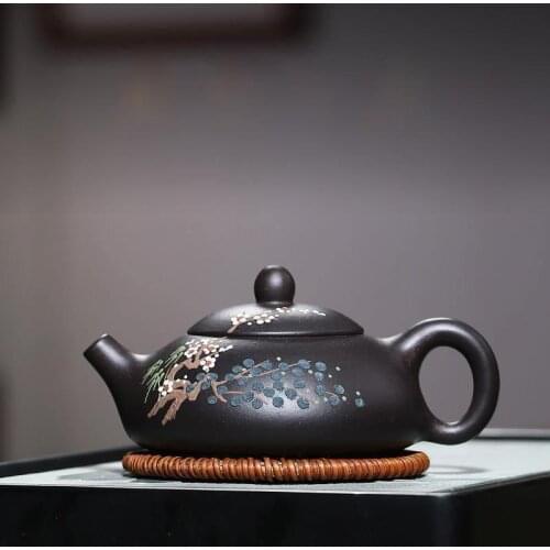 Handmade Flower Painting Shipiao Tea Kettle Yixing Purple Clay Teapots for Green Red Tea Home Kung Fu Teaware Sets 160ml ZM226