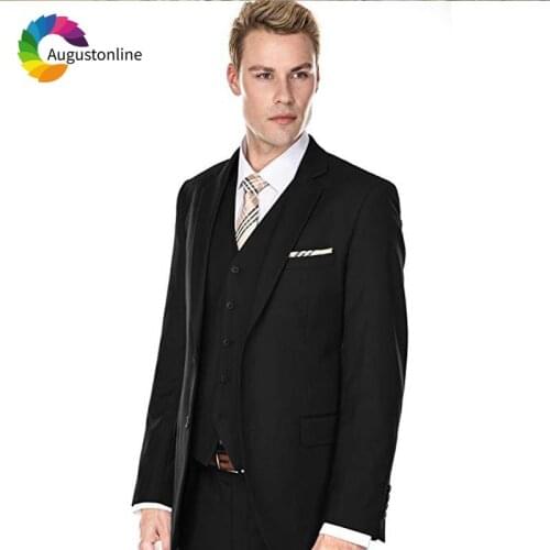 Business Black Men Suits For Wedding Bridegroom Groom Custom Made Tuxedo Slim Fit Formal Best Man Prom Blazer Jacket+Pants+Vest