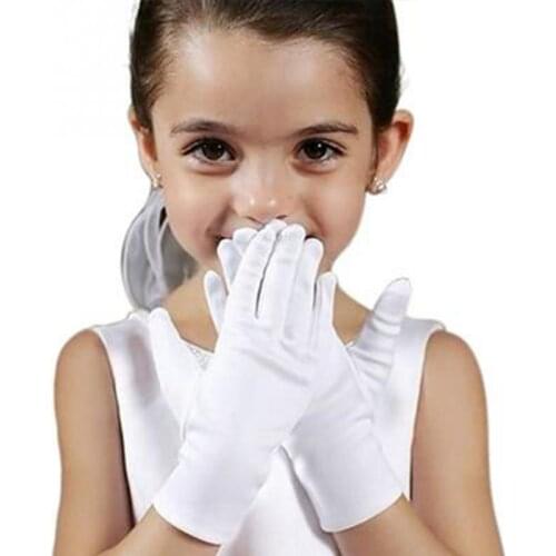 Unisex Kids Gloves White Short Satin soft Elastic Gloves for Children Girl Boy Performance Dance speech Gloves #1106