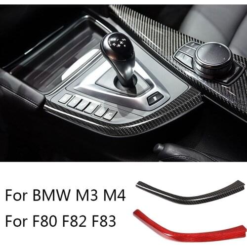 For BMW F80 F82 F83 M3 M4 2014-18 LHD Car Interior Accessories Real Carbon Fiber Car Styling Car Gear Shift L Shape Strips Trim
