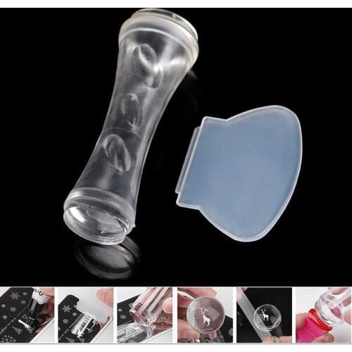 Double Head French Nail Stamper Manicure Non-Deformed with Scraper Silicone Seal Nail Art Stamping Printing Tips Tool