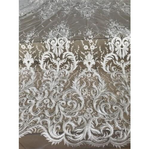 Hot Sale Africa Tulle Lace Fabric High Quality Lace With beads ZH-668885 Nigeria Mesh Fabric French Net Material For Party