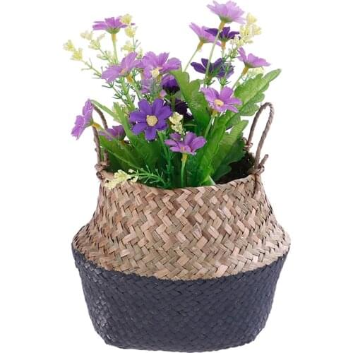 Storage Basket Rattan Straw Basket Wicker Folding Flower Pot Seagrasss Flower Baskets Garden Planter pot de fleur suspendu