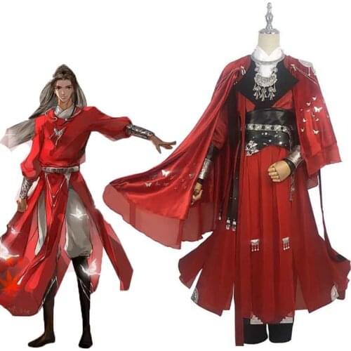 Anime Desperate ghost king Hua cheng Cosplay Tian guan ci fu Black Long Cosplay Costmes with cloak wig Halloween cosplay costume