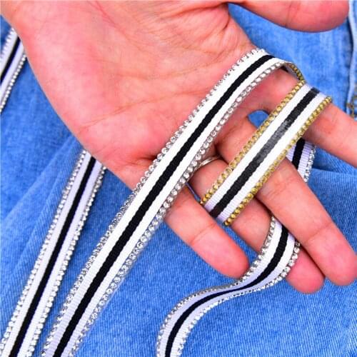 Hot-Fix Tape Crystal Ribbon 15Mm 5 Yards/Lot Rhinestone Chain Banding Jeans Clothing Trimming Shoelace Decor Dress Accessories