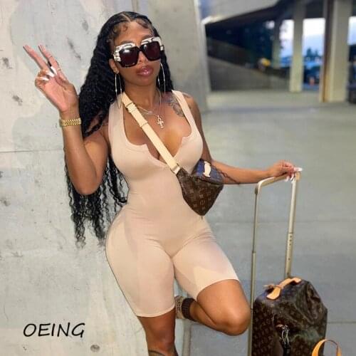 Summer Casual Fashion Jumpsuit One Piece Sets Short Sleeve Jumpsuit Exercise Stretchy Sets 2021