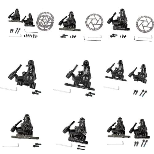 Road Bike Mechanical Disc Brake Front Rear Caliper 140mm 160mm Whit Bolts Bicycle Double Line Pulled Disc Brake Rotor Clamp