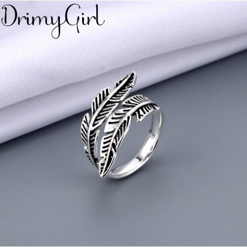 Exaggerated Personality Retro Feather Rings For Women Charm Engagement Rings Men Vintage Knuckle Finger Jewelry