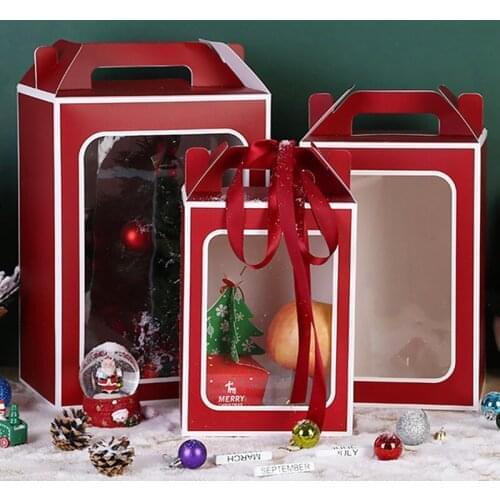 Transparent Packaging Tote Bag Kraft Paper Wedding Party Christmas Gift Flower Bag Candy Chocolates Clear Window Packaging Box