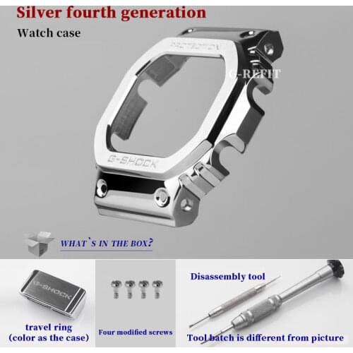G-Refit 316 Stainless Steel DW5600 G5600E GW/DW5000 Watch Strap/Case DW5035 Silvery belt Bands and Bezel Watchbands With Tools