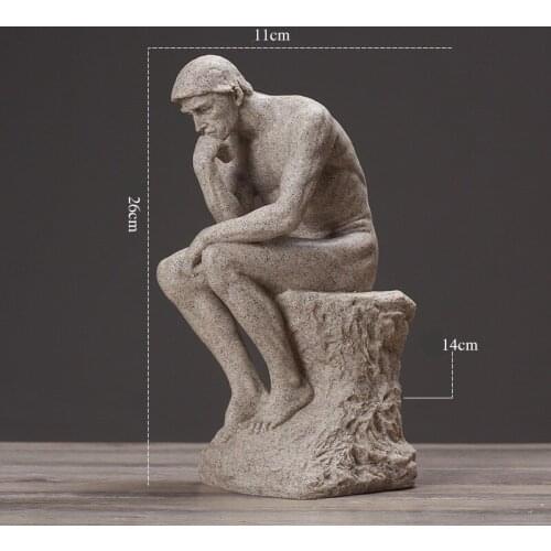 RETRO ABSTRACTION AUGUSTE RODIN THE THINKER BUST STATUE CHARACTER PLASTER DESKTOP DECORATION OFFICE RESIN CRAFTWORK L1933