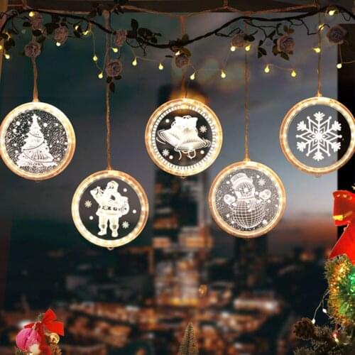 Christmas LED Lights Pendant Decoration Window Curtain String Light 3D Hanging Lamp Strips Xmas Wedding Party Home Ornaments