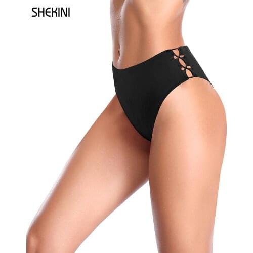 SHEKINI Womens Lace Up Cutout High Waisted Bikini Bottom Swimsuit Panties Tankini Swim Trunks 2021 Summer Beach swimming Short