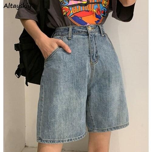 Shorts Women Summer Simple All-match Pockets Girls Fashion Korean Style Loose Elegant Comfortable High-waist Solid Streetwear