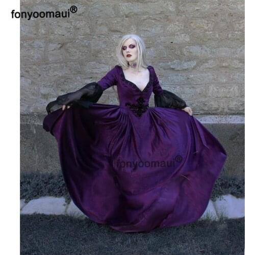 Gothic Victorian Queen Princess Bridal Wedding Costume Fantasy Dress Medieval Retro Sexy Low-Cut Maxi Ball Gown Lace Dresses 5XL