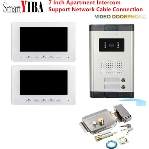 7 inch TFT 2 Apartments Video Door Phone Intercom System IR HD 1000TVL Camera Doorbell Camera with 2 button 1~2 Monitor