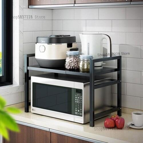 Retractable kitchen shelf microwave oven shelf oven storage household double countertop desktop rice cooker cabinet