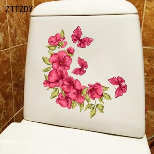 ZTTZDY 21.8CM×23.7CM Cartoon Flowers Home Kids Room Decoration Wall Decals WC Toilet Stickers T2-0881