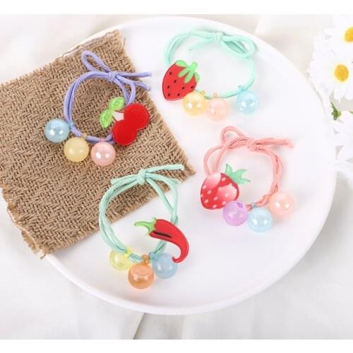 1PCS Lovely chili Ball Elastic Hair Bands For Girls Handmade Bow Creativity Headband Scrunchy Kids Hair Accessories For Women
