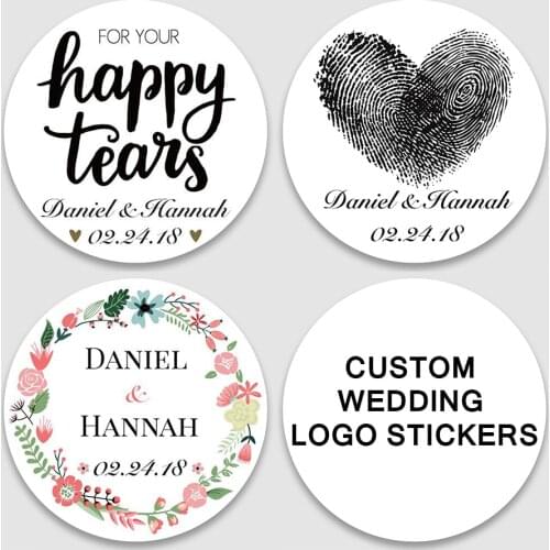 100, Customized Add Your Names and Date, Wedding Stickers, Invitations Seals, Candy Favors Gift Boxes Labels, custom logo