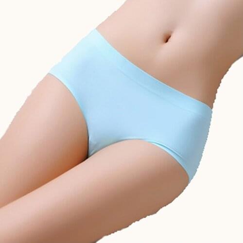 3PCS Summer mid Waist Cotton Ice Silk Underwear women sexy briefs seamless wedding sleep soft briefs S M L XL XXL lady panty