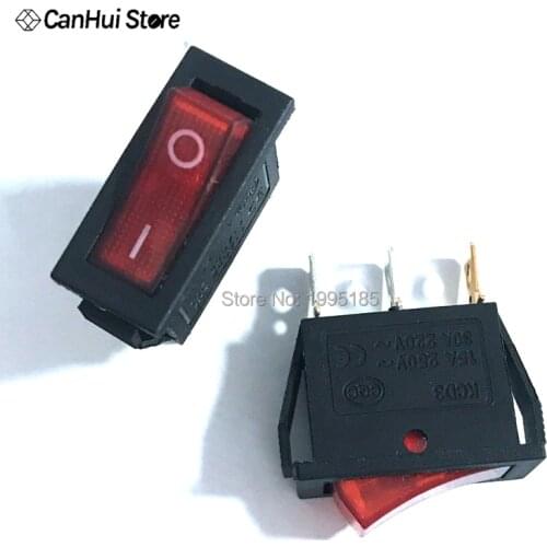 5PCS/Lot The ultra-thin KCD3 Electric Cooker Switch Rocker Switch 3pin boat switch 15A With Light Red Power Switch