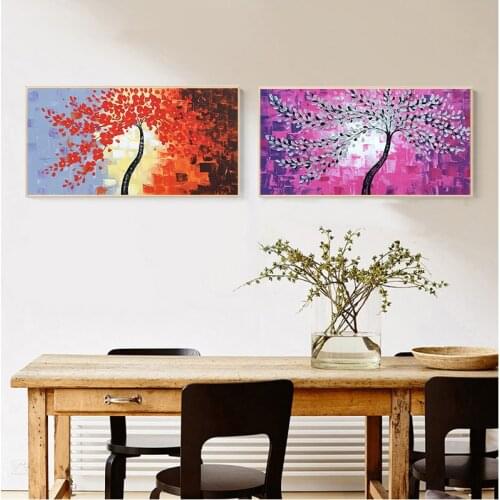 Abstract Tree Sunset Wave Oil Painting on Canvas Poster and Prints Scandinavian Wall Art Picture for Living Room Cuadros Decor