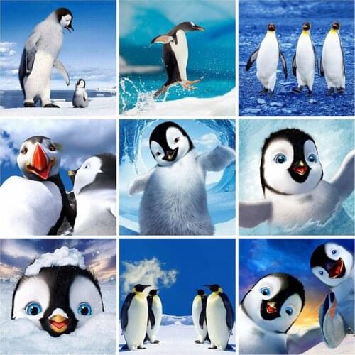 Diamond Painting 5d Cartoon Animal Penguin Full Circle Rhinestone Diy Diamond Embroidery Home Decoration Handmade Hobby Gift