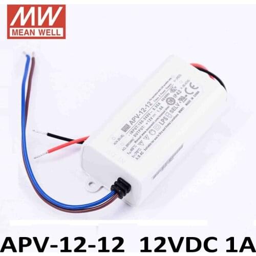 Original Meanwell 12V Led drive APV-12-12 plastic case 12W 12V 1A MEAN WELL Switching power supply APV-12 IP42 power supply 12V