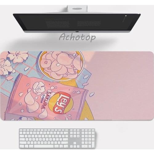 Large Kawaii Mouse Pad XXL Rubber Computer Gamer Gaming MousePad Locking Edge Cute Keyboard Pad Laptop Pink Desk Mat