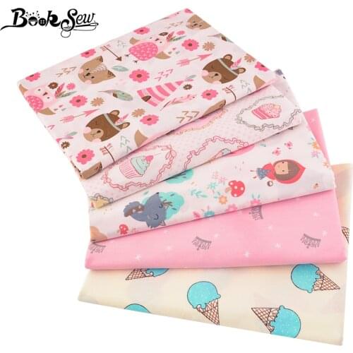 Booksew 100% Cotton Fabric for Dolls Twill Sewing Floral Anime Cartoon Bedding Quilting Patchwork Cloth Tela Christmas Material