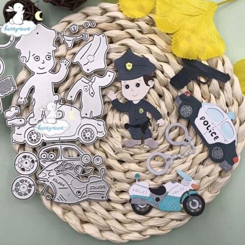 Bunnymoon 2020 New Police with cars Stencil Metal Cutting Dies For Scrapbooking Practice Hands-on DIY Album Card Handmade Tools