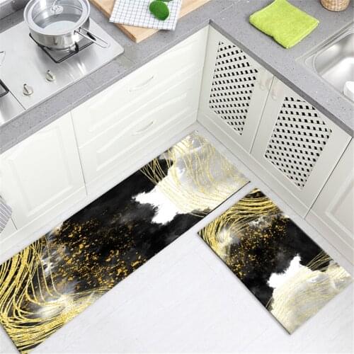 Black Landscape Runner Mats For Kitchen Soft Flannel Bathroom Mat Anti-slip Washable Bedside Mat Bedroom Balcony Tatami Mat