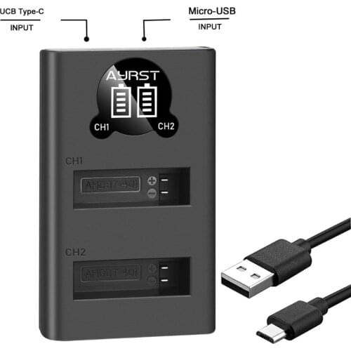 AHDBT-401 AHDBT 401 AHDBT401 LED Screen USB Dual Battery Charger with Cable for GoPro HERO4 AHDBT-401 Displays Charging Capacity