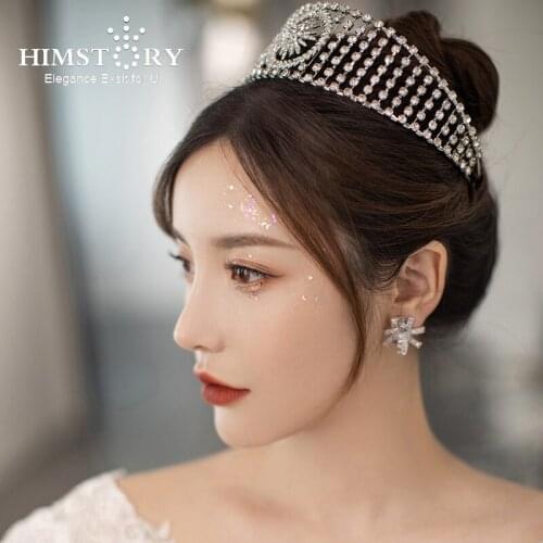 Himstory New Fashion Shinny Crystal Wedding Hair Accessories Rhinestones Sunflower Bride Headband Head Jewelries