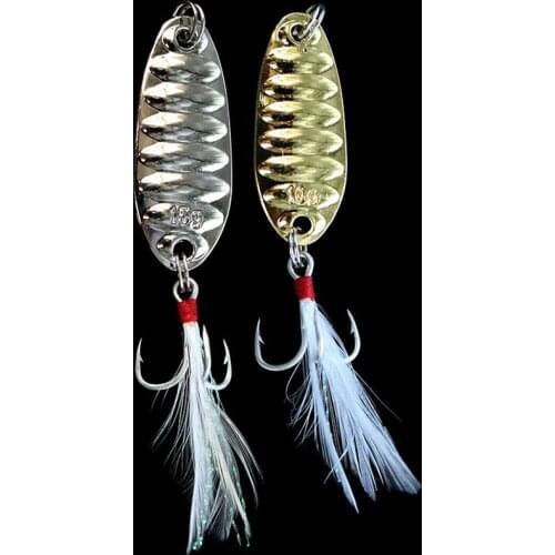 5g/10g/15g Artificial Metal Sequins With Feather Metal Fishing Lure Anti-Corrosion Assisted Hook Fishing Lure Hard Bait