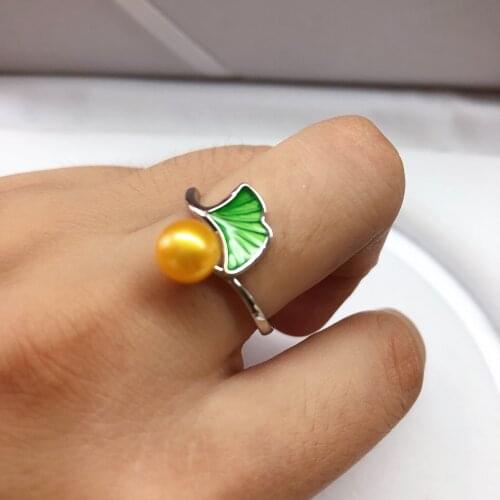 DIY Green Leaf Ring Mountings Base Findings Accessories Jewelry Settings Parts for Pearls Beads Crystal Jade Coral Agate
