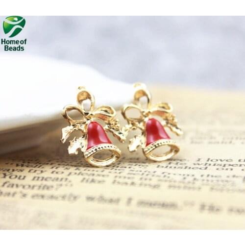 Red Alloy Bells Pendant For Christmas Tree Decorations or DIY Jewelry Making (30 Pieces/lot) ZA1075