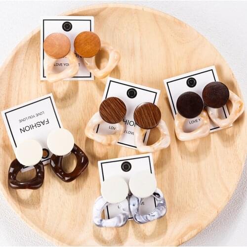 Lifefontier Geometric Irregular Acetic Acid Resin Drop Earrings Simple Wood Acrylic Statement Earrings Women Jewelry Brincos