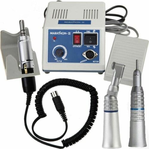 Dental Lab E-TYPE micromotor polish hand piece with contra angle & straight handpiece SEAYANG MARATHON 3 + Electric Motor