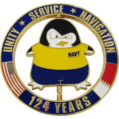 Low price round openwork coin penguin paint coins