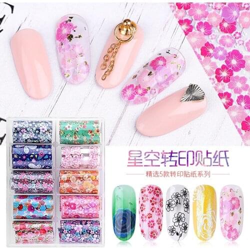 Nail Star Transfer Paper 10-compartment set select five colorful laser stickers Star glue nail transfer paper nail decals