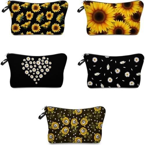 Portable Sunflower Waterproof Cosmetic Bag Multifunctional Lady Dumpling Cosmetic Bag Small Makeup Bag Travel Bag For Toiletries