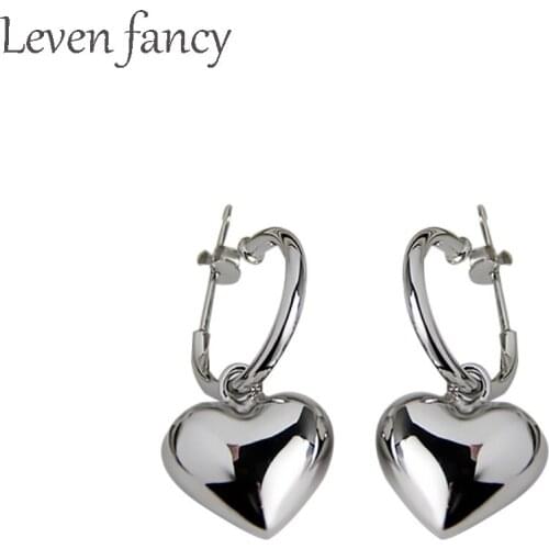 Heart Hoop Earrings 925 Sterling Silver Modern Hoop Earrings Romantic Jewelry Gift for Her Every Day Earring Bridal Post Earring