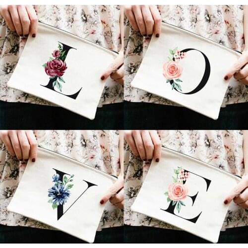 Bridesmaid Makeup Bags Letter Printed Cosmetic Case Female Travel Toiletries Organizer Storage Make Up Pouch Purse Wedding Gifts