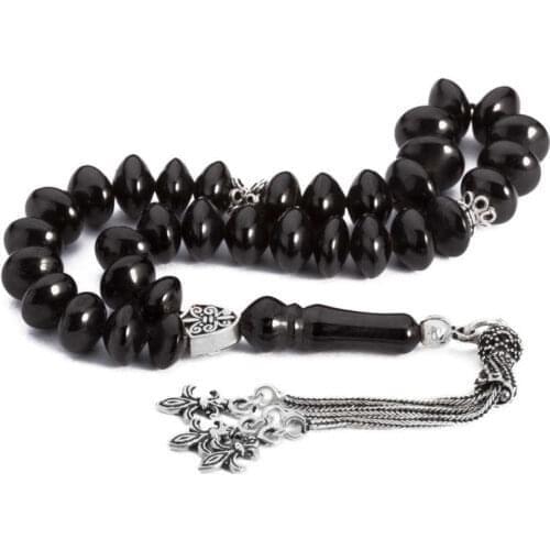 Compressed Model Wrist Sized Jet Stone Rosary (Tasbih)